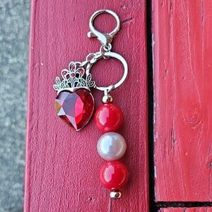 Elegant Red and Silver Keychain Accessory